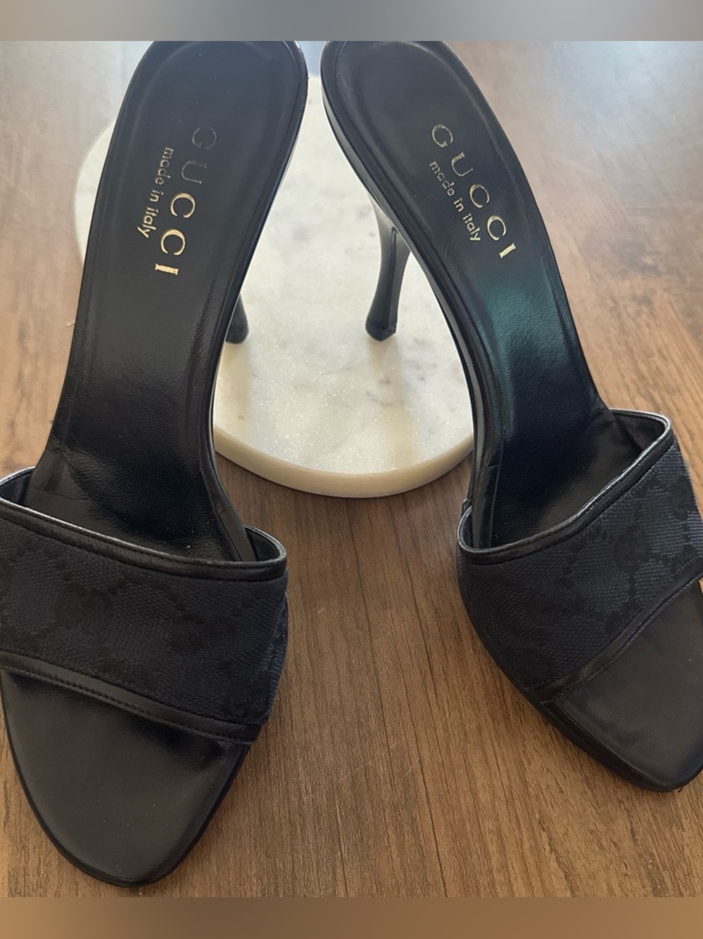 Gucci Black Open-Toe  Heels